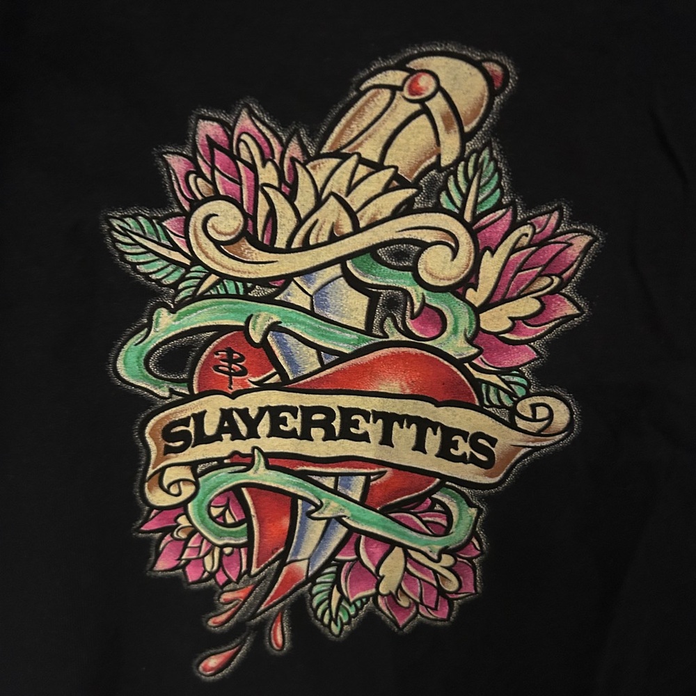 Buffy The Vampire Slayer Black Short Sleeve Tee with Graphic Design Slayerettes - Picture 6 of 12